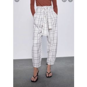 NWOT Zara Plaid High Waist Pant Size S